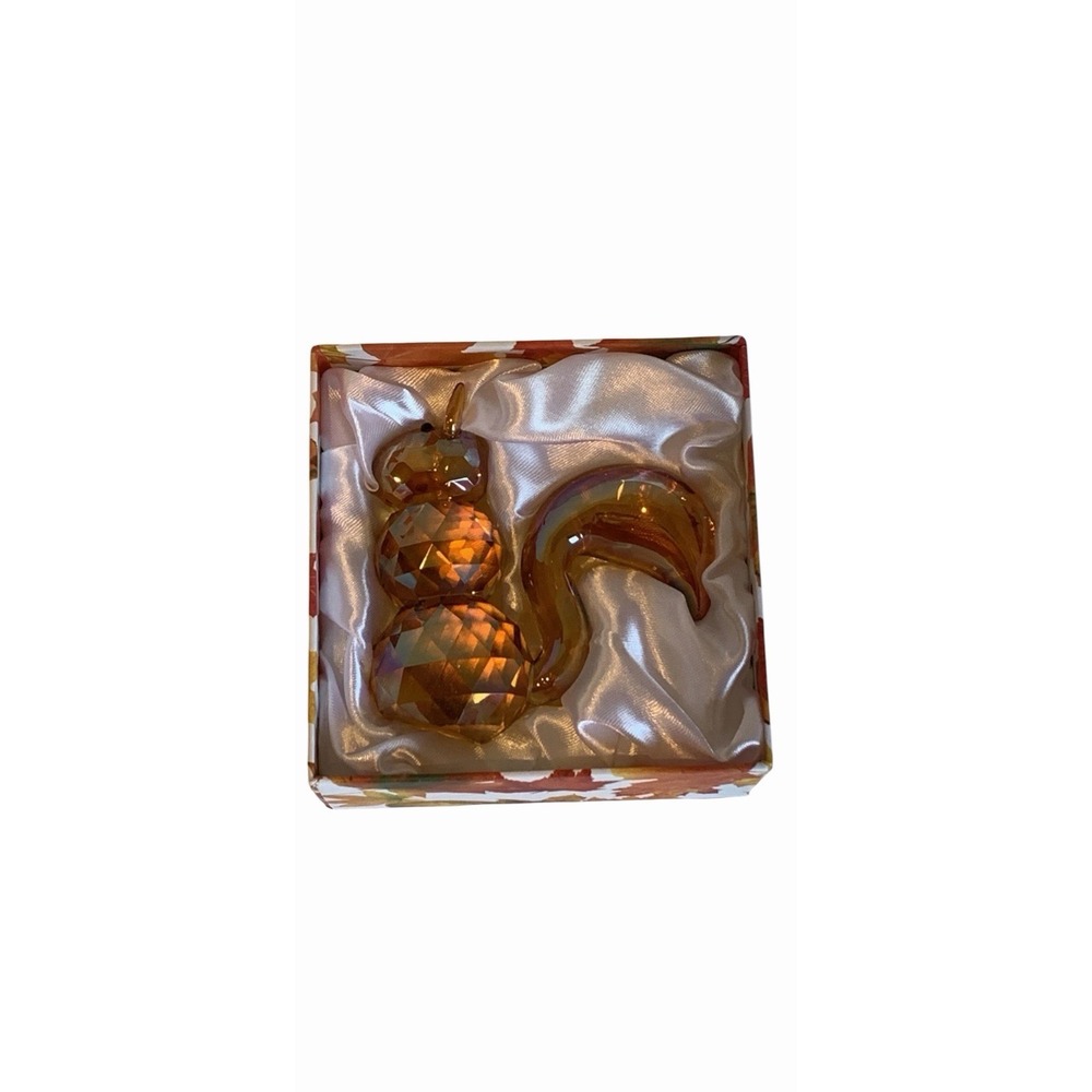 NEW Rare Harvest Shimmer Crystal Squirrel Paperweight Gift Box Open Box